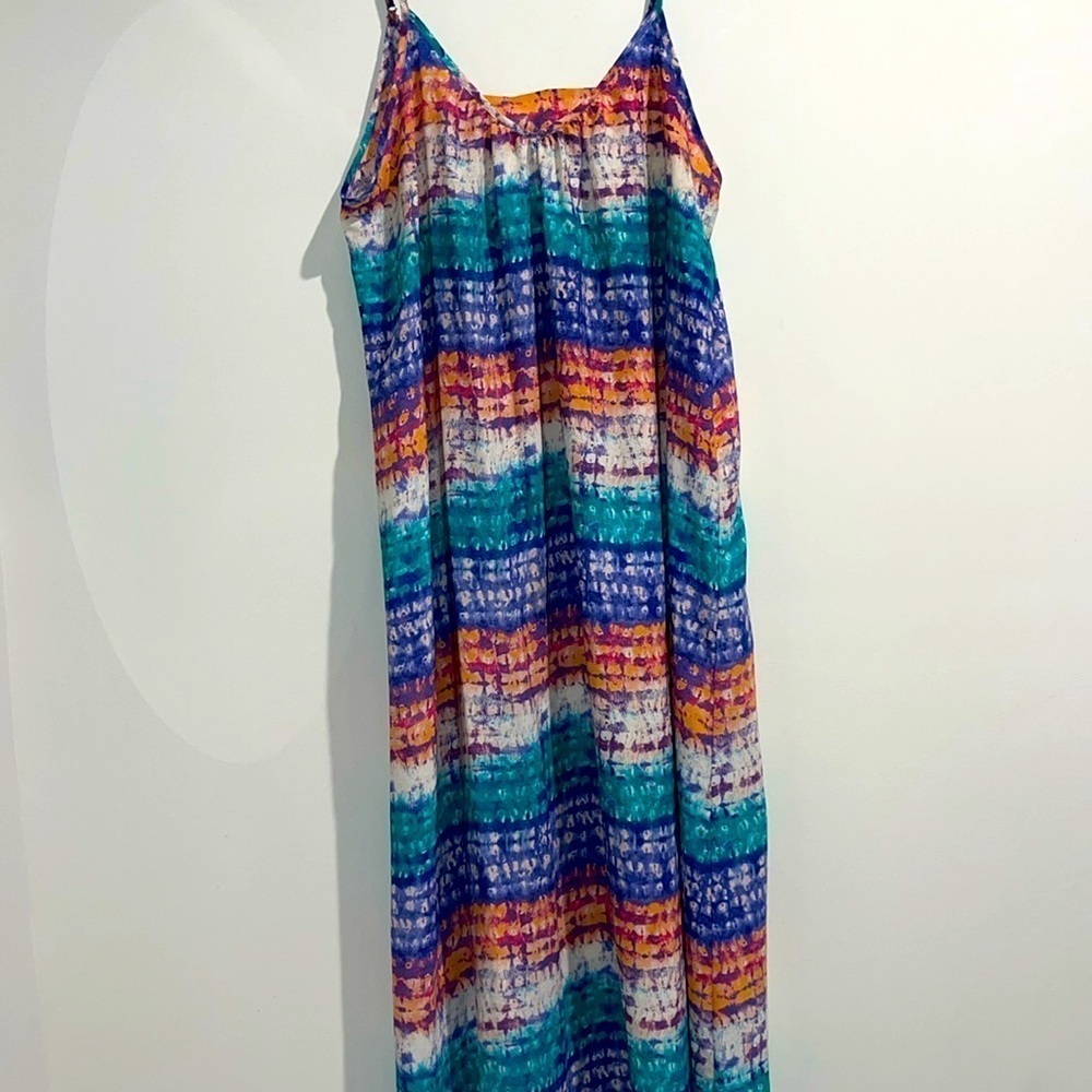 Eight Sixty teal blue white purple high low dress. Size medium.